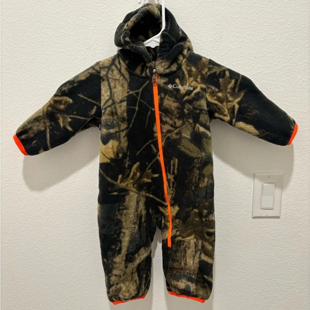 Columbia Kids Camo Footie with Orange Trim